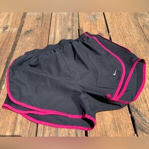 nike dri-fit pink and black athletic shorts
